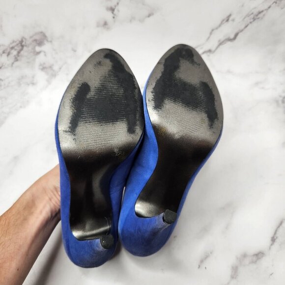 Jessica Simpson Stiletto Heels Blue Suede Shoes Evening Cocktail Pumps Women's 7 - Picture 7 of 8